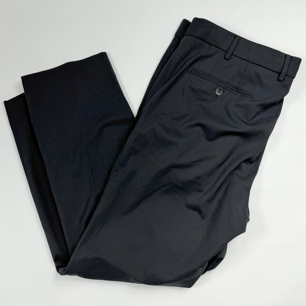 Meyer EU Mens Dress Pants 40x28 Navy Blue Stretch Wool Blend Flat Front Trousers